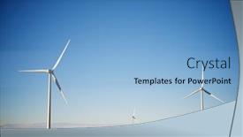  Presentation with wind turbines - PPT theme featuring wind-turbines-for-electric-power background and a light blue colored foreground