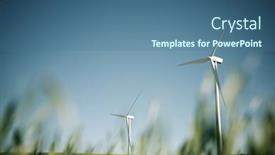  Presentation with wind turbines - Presentation featuring wind-turbines-for-electric-power background and a ocean colored foreground