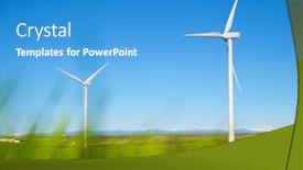  Presentation with wind turbines - Slide set with wind-turbines-for-electric-power background and a teal colored foreground