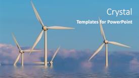  Presentation with wind turbines - Colorful presentation theme enhanced with wind-turbines-for-generating-electricity backdrop and a teal colored foreground