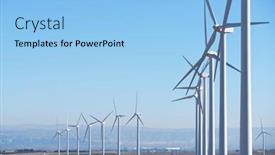  Presentation with electrical generators - Presentation theme featuring wind-turbines-generators-for-clean background and a light blue colored foreground