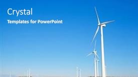  Presentation with electrical generators - Presentation design featuring wind-turbines-generators-for-ecological background and a teal colored foreground