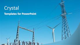  Presentation with electrical generators - Presentation featuring wind-turbines-generators-for-sustainable background and a gray colored foreground