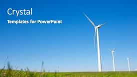  Presentation with electrical generators - Presentation having wind-turbines-generators-for-sustainable background and a teal colored foreground
