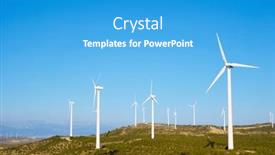  Presentation with electrical generators - PPT theme consisting of wind-turbines-generators-for-sustainable background and a teal colored foreground