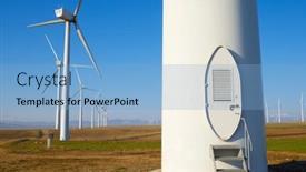  Presentation with electrical generators - PPT theme featuring wind-turbines-generators-for-sustainable background and a light blue colored foreground