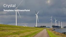  Presentation with wind turbines - Colorful theme enhanced with wind-turbines-in-a-line backdrop and a gray colored foreground