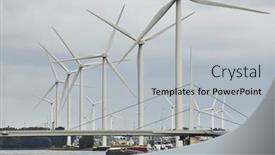  Presentation with wind turbines - Slide set featuring wind-turbines-in-a-line background and a light gray colored foreground