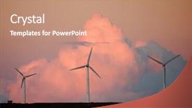  Presentation with offshore wind turbine installation - Slide deck featuring wind turbines in sunset light background and a coral colored foreground