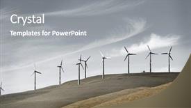  Presentation with wind turbines - Presentation having wind turbines in the foothills background and a gray colored foreground