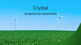  Presentation with skies - Slides with wind turbines on a farm in blue skies background and a light gray colored foreground