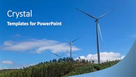  Presentation with wind turbines - Theme with wind-turbines-on-blue-sky background and a teal colored foreground