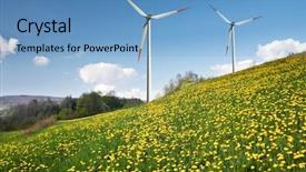  Presentation with wind turbines - Slides enhanced with wind turbines on dandelion meadow background and a teal colored foreground