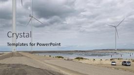  Presentation with wind turbines - PPT theme featuring wind-turbines-on-edge background and a light gray colored foreground