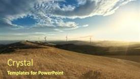  Presentation with wind turbines - Colorful PPT layouts enhanced with wind-turbines-on-ridge backdrop and a tawny brown colored foreground