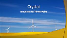  Presentation with energy source - Cool new theme with wind turbines on spring field alternative clean and natural source of energy is gaining pupularity eco farm backdrop and a ocean colored foreground