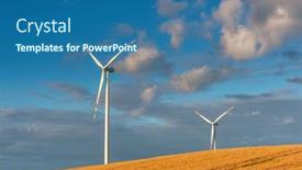  Presentation with wind turbines - Presentation design consisting of wind-turbines-on-the-meadow background and a  colored foreground