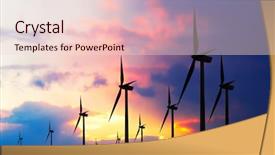  Presentation with power and energy - PPT layouts featuring wind turbines sunset - global power background and a lemonade colored foreground