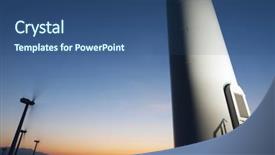  Presentation with renewable energy - PPT theme featuring wind turbines sunset - group of windmills for renewable background and a ocean colored foreground