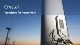  Presentation with wind energy - Slides consisting of wind turbines sunset - group of windmills for renewable background and a ocean colored foreground