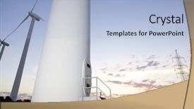  Presentation with wind turbines - Audience pleasing presentation consisting of wind turbines sunset - windmills for electric power production backdrop and a light blue colored foreground