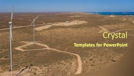  Presentation with wind energy - Amazing PPT layouts having wind-turbines-to-generate-green backdrop and a tawny brown colored foreground
