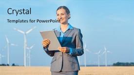  Presentation with wind turbines - Theme having wind turbines with computer background and a light blue colored foreground