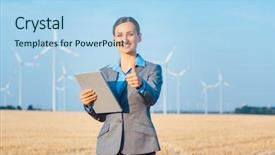  Presentation with wind turbines - Cool new theme with wind turbines with computer backdrop and a light blue colored foreground