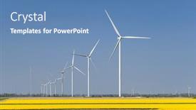  Presentation with wind turbines - Presentation theme enhanced with wind-turbines-with-yellow-tulip background and a teal colored foreground