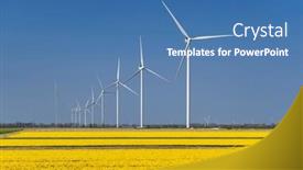  Presentation with offshore wind turbine - PPT layouts enhanced with wind-turbines-with-yellow-tulip background and a teal colored foreground