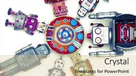  Presentation with ship - Beautiful slide set featuring wind up - robot toys around there mother backdrop and a lemonade colored foreground