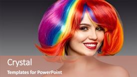  Presentation with color splash - Theme consisting of wind up people - woman hair as color splash background and a coral colored foreground