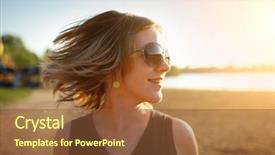  Presentation with sunset beach - Slides enhanced with wind up people - young woman in sunglasses enjoying background and a tawny brown colored foreground