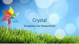 Presentation with ventilator - Beautiful PPT theme featuring wind ventilator - pinwheel on the grass backdrop and a light blue colored foreground