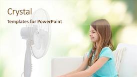  Presentation with ventilator - Beautiful PPT theme featuring wind ventilator - summer weather and equipment concept backdrop and a cream colored foreground