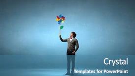  Presentation with ventilator - Cool new PPT theme with wind ventilator - young happy guy in casual backdrop and a teal colored foreground