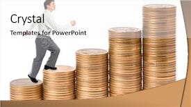  Presentation with businessman climbing the career ladder - Colorful slides enhanced with windfall - businessman go up career stairs backdrop and a white colored foreground