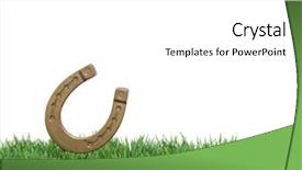  Presentation with earth science green and white - Cool new PPT layouts with windfall - horseshoe on a green meadow backdrop and a white colored foreground