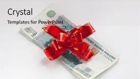  Presentation with money transfer applications - Amazing theme having windfall - money and red gift bow backdrop and a light gray colored foreground