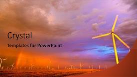 Presentation with sun energy - Slides enhanced with windfarm at the sunset background and a red colored foreground