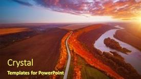  Presentation with bird eye view - Colorful slide set enhanced with winding-canyon-of-the-dniester backdrop and a tawny brown colored foreground