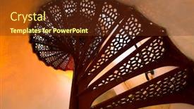  Presentation with case - Amazing PPT theme having winding-metal-stair-case backdrop and a tawny brown colored foreground