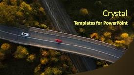  Presentation with autumn view autumn nature - Presentation theme enhanced with winding road in autumn forest background and a wine colored foreground