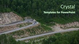  Presentation with siberia - Presentation theme featuring winding-road-in-the-mountains background and a tawny brown colored foreground