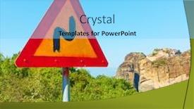  Presentation with highway road sign - Presentation theme having winding-road-sign-at-mountain background and a light blue colored foreground