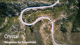  Presentation with road - Presentation design with winding road top aerial view background and a violet colored foreground