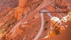  Presentation with rocky - Presentation with winding rough rocky dirt unpaved background and a red colored foreground