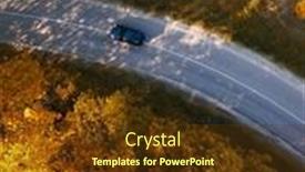  Presentation with black road - Slide deck having winding-rual-road-inside-autumn background and a tawny brown colored foreground