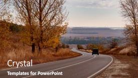  Presentation with black road - Presentation theme enhanced with winding-rual-road-inside-colorful background and a tawny brown colored foreground