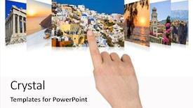  Presentation with scrolling - Presentation theme with windmill abstrack - hand scrolling greece travel images background and a sky blue colored foreground